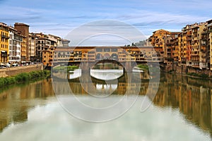 Ponte Vecchio bridge across Arno river in Florence, Italy