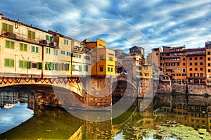 Ponte Vecchio bridge in Florence, Italy. Arno River.