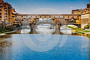 Ponte Vecchio bridge over Arno river in Florence, Italy. Bridge over the Arno river in Florence. Tourist attraction
