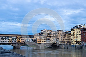 Ponte Vecchio bridge over Arno river in Florence, Italy