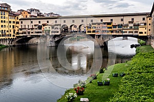 Ponte Vecchio, famous old bridge in Florence on the Arno river, Florence, Tuscany, Italy