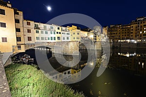 Ponte Vecchio in Florence Italy lit at night