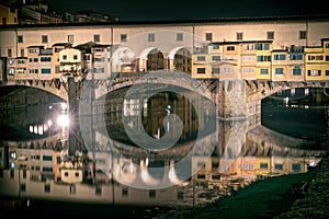 Ponte Vecchio in Florence Italy by night