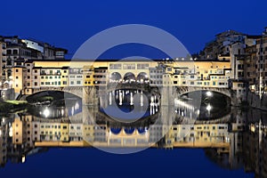 Ponte Vecchio in Florence Italy night scene