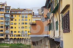 The Ponte Vecchio, a medieval stone closed-spandrel segmental arch bridge over the Arno River