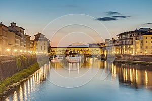 The Ponte Vecchio (Old Bridge) in Florence, Italy.