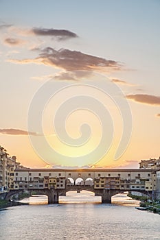 The Ponte Vecchio (Old Bridge) in Florence, Italy.