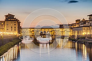 The Ponte Vecchio (Old Bridge) in Florence, Italy.