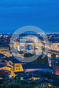 The Ponte Vecchio (Old Bridge) in Florence, Italy.