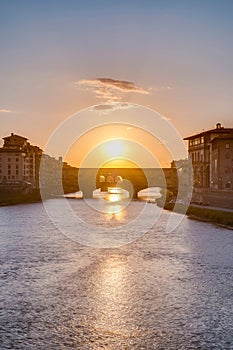 The Ponte Vecchio (Old Bridge) in Florence, Italy.