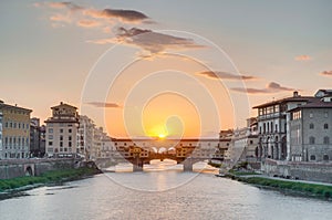 The Ponte Vecchio Old Bridge in Florence, Italy.