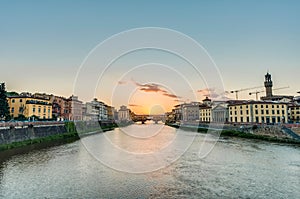 The Ponte Vecchio (Old Bridge) in Florence, Italy.