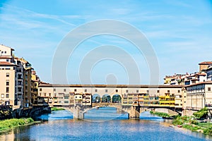 Ponte Vecchio, old bridge over Arno River, Florence, Tuscany, Italy