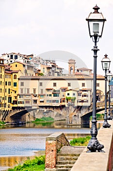 The Ponte Vecchio over the river Arno in Florence