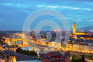 Ponte Vecchio and Palazzo Vecchio, Florence, Italy