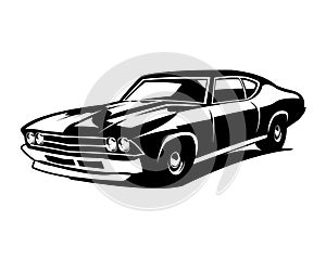 Pontiac gto car logo vector design silhouette. legendary muscle car. isolated white background view from side.
