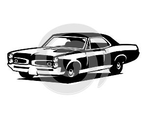 Pontiac gto judge car logo - vector illustration, emblem design on a white background looking from the side.