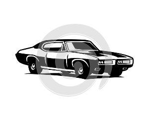 Pontiac gto judge car vector design silhouette. isolated white background view from side.