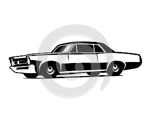 Pontiac GTO Judge silhouette. legendary muscle car vector design of 1969. isolated white background view from side.