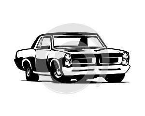 Pontiac GTO Judge silhouette. legendary muscle car vector design of 1969. isolated white background view from side. photo