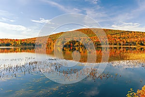 Pontook Reservoir on the Androscoggin River in autumn.Dummer.New Hampshire.USA