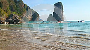 Pontoon bridge on Monkey beach, Ao Nang, Krabi, Thailand