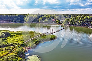 Pontoon bridge over the Razdelnaya River. Berdsk, Russia