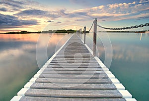 Pontoon jetty across the water