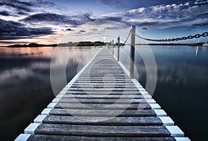 Pontoon jetty across the water