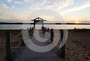 The pontoon of Marennes beach one evening