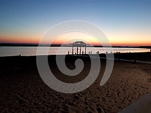 The pontoon of Marennes beach one evening