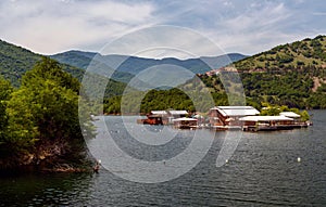 Pontoons houses in Vacha Dam, Devin Municipality, South Bulgaria