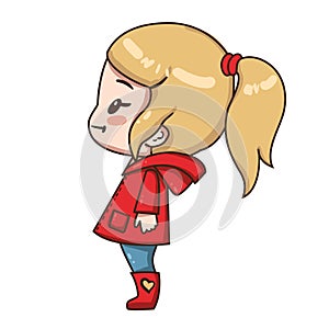 Cartoon little girl with ponytail.