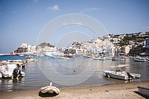 Ponza in Italy. View from the sea