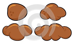 Poo, poop faeces set. Human or animal stool set. Vector cartoon illustration isolated on white. background photo