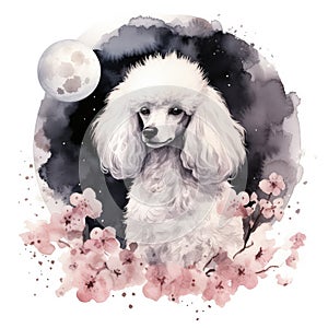 Poodle dog Watercolor Generative Ai