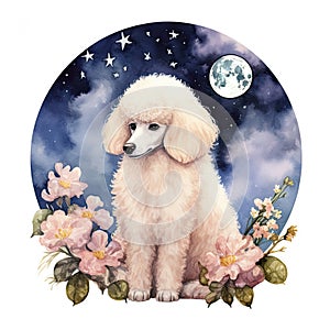 Poodle dog Watercolor Generative Ai