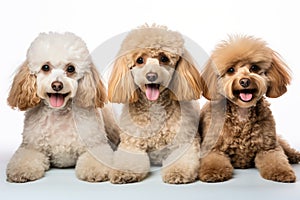 Poodle Family Foursome Dogs Sitting On A White Background photo