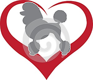 Poodle heart, dog paw, dog, animal, pet, vector illustration file