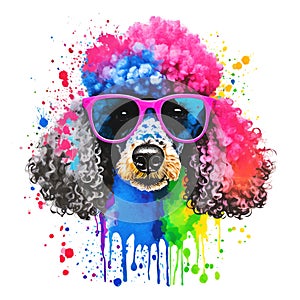 Poodle wearing sunglasses on a clean background, Png for Sublimation Printing, T-shirt Design Clipart, DTF DTG Printing, Pet,