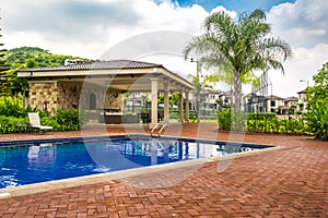 Pool area in gated community
