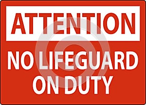 Pool Attention Sign No Lifeguard On Duty