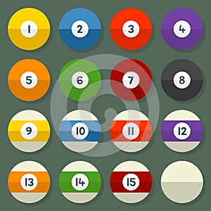Pool Balls 1-15 in a Flat Vector Style