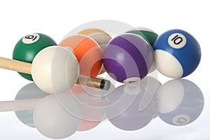 Pool Balls and Cue photo