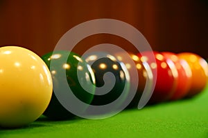 Pool balls on a green table