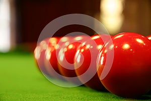 Pool balls on a green table