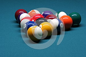 Pool balls in rack position