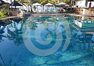 Pool bar amenities in a Bali resort, Indonesia