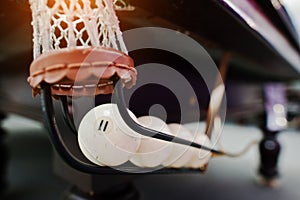 Pool billiards ball in the hole