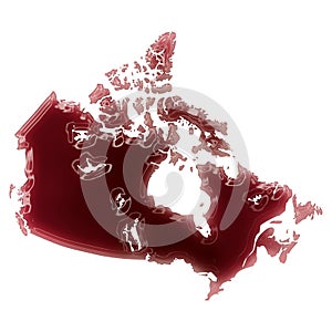 A pool of blood (or wine) that formed the shape of Canada. (series)